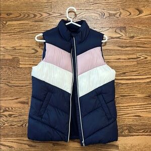 Old Navy girls navy and Pink Colorblock Puffer Vest